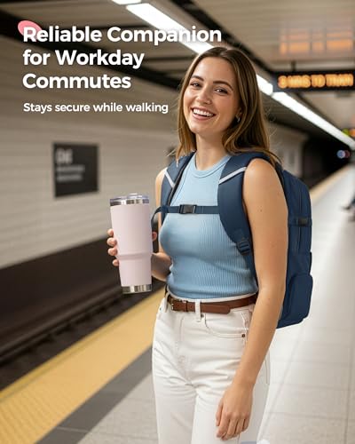 MATEIN HER Navy Blue Backpack, Computer Backpack with Water Bottle Pocket | 17.3 Inch Laptop Compartment, Water Resistant, with Lunch Compartment, RFID Pocket, Teacher Nurse, Office Commute Travel Work - color: Blue