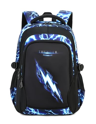 Boys Backpack for Kids Elementary School Bags Lightning Teens Durable Bookbag (blue) - style: Blue