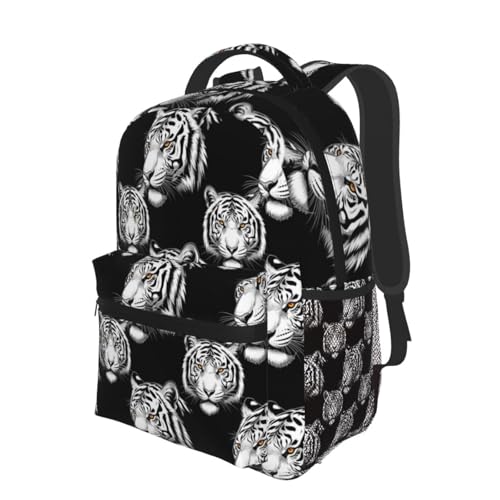 Commuter Laptop Backpack Animal Tiger Black Art, Lightweight Water Resistant Daypack with Inner Pocket for Work, Office - color: Pattern (737)