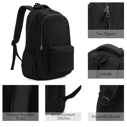 GAEKEAO Everyday Backpack for Women Men, Lightweight Casual Bookbag Travel Backpack for Work College Commute Black - color: C01 Black