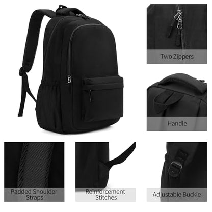 GAEKEAO Everyday Backpack for Women Men, Lightweight Casual Bookbag Travel Backpack for Work College Commute Black - color: C01 Black