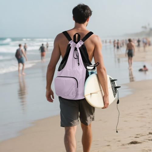 ODAWA Thistle Drawstring Beach Bag for Swimming Swim Bag with Shoes Compartment - color: Thistle