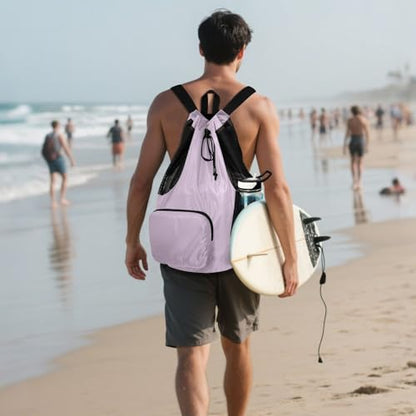 ODAWA Thistle Drawstring Beach Bag for Swimming Swim Bag with Shoes Compartment - color: Thistle