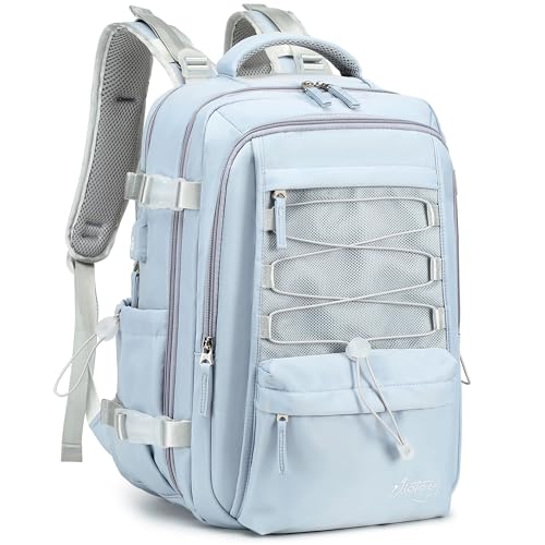 Travel Backpack for Women Men 17 Inch Laptop Backpacks with USB Port Carry on Bag Airline Approved Large College School Bookbags Waterproof Work Business Sport Rucksack Casual Daypack ( Blue) - color: Blue, size: 17 Inch