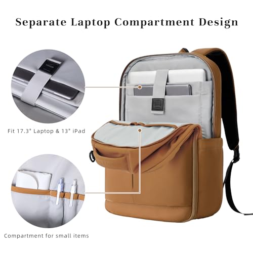 Timeet Travel Backpack for Women Men, 32L 4 In 1 Carry on Luggage Backpack, TSA Friendly Flight Approved 17 Inch Laptop Backpack, Waterproof Travel Bag for Work School Camping Hiking, Warm Brown - color: Warm Brown