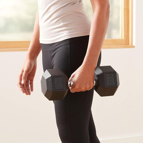 Amazon Basics Rubber Hex Dumbbell Hand Weight - size: 20 Pounds, style: 20 Pounds