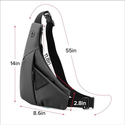 Small Sling Shoulder Crossbody Bag Men Women, Lightweight Anti-theft One Strap Casual Chest Bag Slim Backpack for Outdoor Walking Trip Hiking Biking Grey - color: Grey