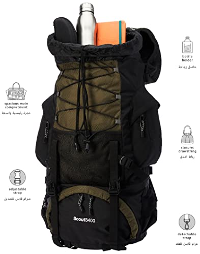 TETON 55L Scout Internal Frame Backpack for Hiking, Camping, Backpacking, Rain Cover Included - color: Hunter Green, size: 55L