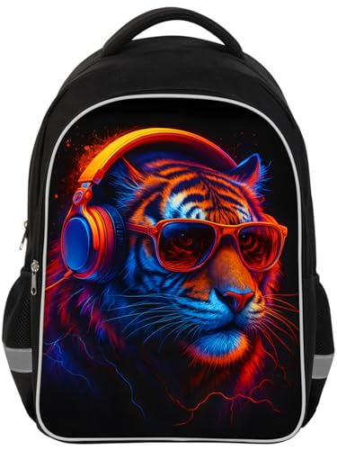 HiMagics Back To School Gifts, Animal Tiger Primary Middle School Backpack for Girls Boys - Aesthetics Teen Bookbag with Laptop Sleeve, Aesthetic College School Bag with Laptop Compartment - color: A10-tiger