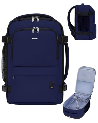 WANDF Personal Item Travel Bag, Small Travel Backpack 17x10x9 for United Airlines, 15.6" Laptop Backpack for Men Women (Navy Blue) - color: A-navy Blue, size: 17 inch