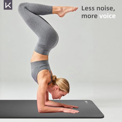 KEEP Extra Thick NBR Yoga Mat for Women & Men, 15mm Thick, 72”x32” Large Exercise Mat with Non-Slip Workout Mat for Yoga, Pilates, Stretching, Meditation – Wide & Cushioned Fitness Mat - color: Grey