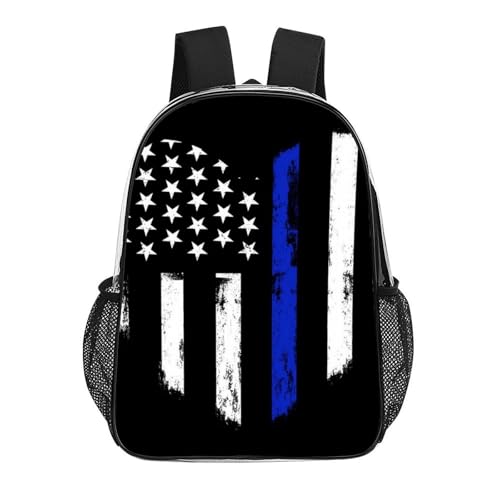 Backpack Lightweight Anti-Theft Multipurpose American Thin Blue Line Flag Police Love Heart Black Shoulder Bag Large Capacity Travel Hiking Backpack With Padded Straps - color: Pattern 203