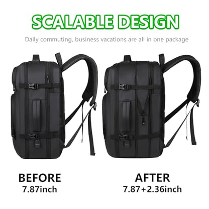 Travel Backpack for Men & Women - 40L Expandable Carry-On Backpack, TSA Approved 16 Inch Laptop, Weekend Outdoor Essentials, Airline Flight Approved, Black