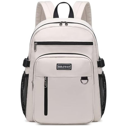 MIRLEWAIY Classical School Backpack Lightweight Bookbag Casual Daypack Travel Work Bag For Teenagers College Girls boys - color: Beige