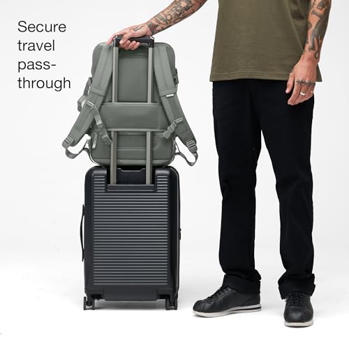 Incase A.R.C. Travel Backpack 38L – Expandable Carry On Luggage, Fits up to 17" Laptop – Butterfly Opening, Quick Access Pocket, Shoe Storage – Airplane Travel Essentials, Weekend Bag – Smoked Ivy - color: Smoked Ivy