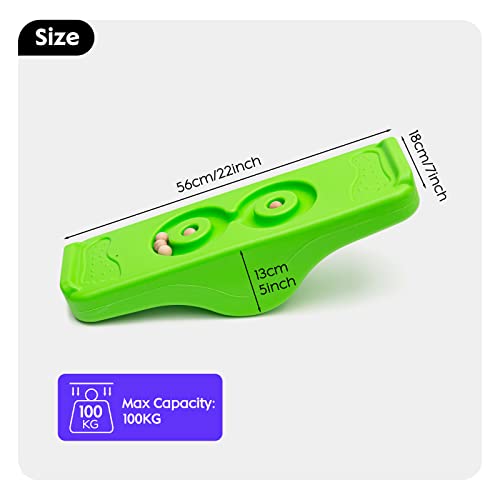 Kids Rocking Seesaw Balance Board with 5 Wooden Balls Sensory Training Rocking Board Balance Training Equipment Children Indoor Outdoor Activity Toy (Green) - color: Green