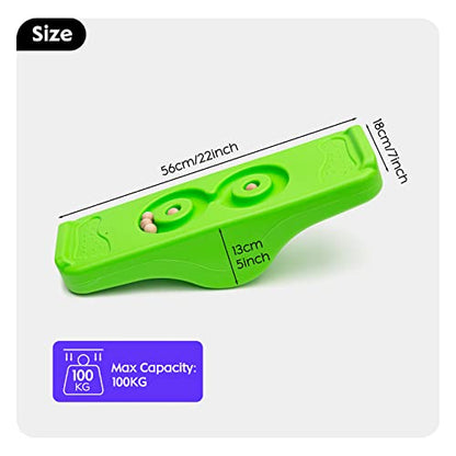 Kids Rocking Seesaw Balance Board with 5 Wooden Balls Sensory Training Rocking Board Balance Training Equipment Children Indoor Outdoor Activity Toy (Green) - color: Green
