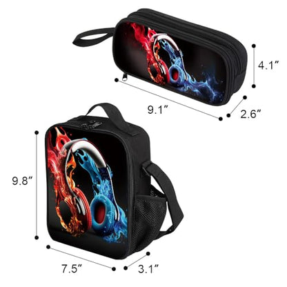 ZRENTAO 3 Pcs Kids Backpack, 3D Reflective Cartoon, 600D Polyester & Dual Zippers, 17" Bookbag with Ergonomic Design for boys & girls age 6-18, Headphone Space Style for school Children Kids - color: 08#headphonesset
