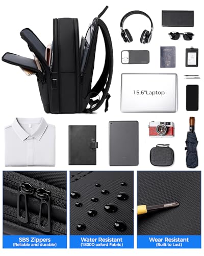 Fenree.geer Work Backpack for Men, Expandable Backpack with USB C Charging Port, Water Resistant 15.6 Inch Laptop Backpack, Black - style: Business