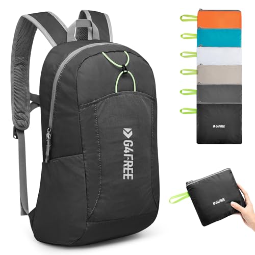 G4Free 24L Lightweight Packable Hiking Backpack Sport Travel Daypack Water Resistant for Women Men - color: Black