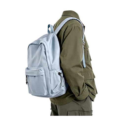 BJLFS Blue Simple School Backpack for Girls Boys, Waterproof Bookbag for Women Men, College Student School Bag, Lightweight Travel Rucksack Casual Daypack, Laptop Backpacks - color: Small Blue
