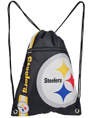 FOCO Pittsburgh Steelers NFL Drawstring Backpack with Zippered Pocket — Officially Licensed, Cordura Nylon - color: Pittsburgh Steelers