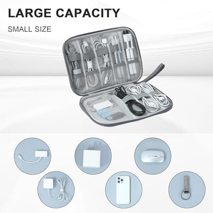 Travel Cable Organizer Bag, Electronics Organizer Tech Pouch with Double Layers for Cords, Chargers, Phone, Earphones, USB - Travel Essentials Portable Waterproof Tech Pouch(grey)