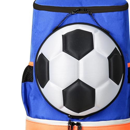 Soccer Backpack with Compartment for Shoes And Ball Holder for Travel And Gym - color: Blue Orange
