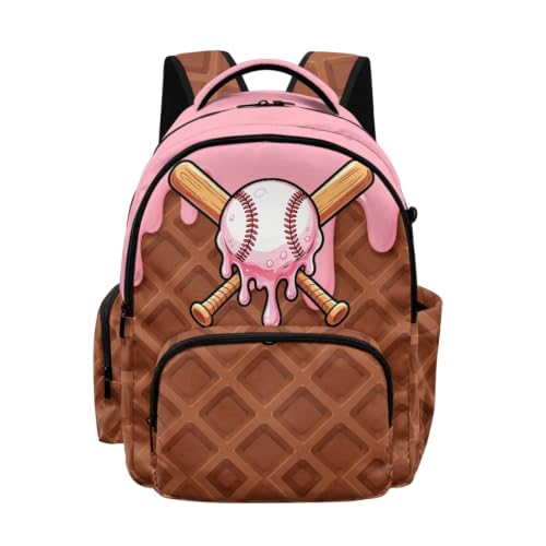 Suobstales Baseball Ice Cream Drip Print Kids Backpack for Girls Boys, Large Capacity Lightweight Bookbag Students School Bag Rucksack Travel Daypack for Kindergarten Preschool Elementary - color: Baseball Ice Cream Drip 4