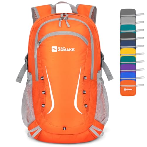ZOMAKE Lightweight Packable Backpack 35L, Foldable Backpacks Water Resistant Collapsible Light Daypack for Hiking(Orange) - color: Orange B