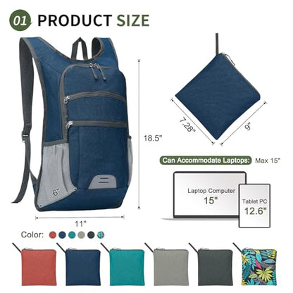 20L Lightweight Hiking Daypack, Foldable Travel Packable Backpack for Men Women for Cycling Camping Outdoor (Dark Blue) - color: Dark Blue