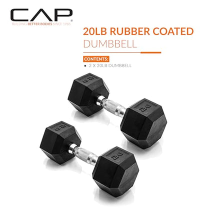 CAP Barbell Coated Dumbbell Weight | Multiple Options Pairs & Sets - size: 20 lb - Pair, style: Chrome Handle