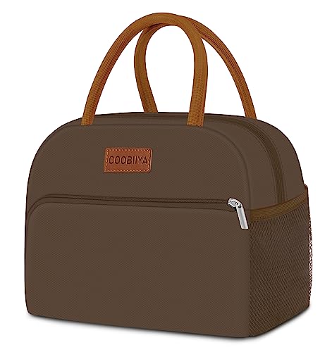 Coobiiya Lunch Bag Women, Lunch Box for Women Adult Men, Small Leakproof Cute Lunch Tote Large Capacity Reusable Insulated Cooler Lunch Container for Work/Office/Picnic/Travel-Brown - color: Brown