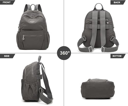 Pealwel Mini Backpack Purse for Women,Small Nylon backpacks for Ladies Backpacks Women Anti Theft Travel Bag (Grey) - color: Grey