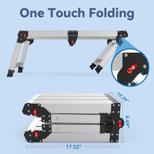 Loyoda Work Platform 500 Lbs, Folding Step Stool with One-Touch Automatic Fold, 4 Height Adjustment Step Platform, Perfect for RV Cleaning, Home Painting and Reaching High Places, Larger, Black - size: Larger Black