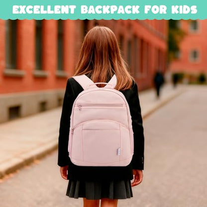 NOL Natural Organic Lifestyle Kids Backpack, School Backpacks for Teens Girls Boys, School Bookbag with Pencil Bag & Reflective Stripe for Elementary School - Pink - color: Pink