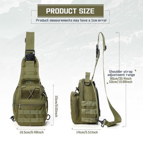 Tactical Backpack for Men, Waterproof Military Sport Bag Pack Crossbody Sling Backpack Tactical Bag for Every Day Carry, Green - color: Green