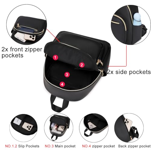 Mini Backpack Purse for Women PU Leather Small Backpack Fashion Multi Pockets Casual Daypacks Ladies Travel Shoulder Bags Navy - color: Navy
