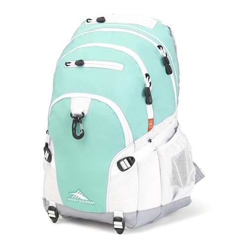 High Sierra Loop Backpack, Travel, or Work Bookbag with tablet sleeve, One Size, Aquamarine/White/Ash - color: Aquamarine/White/Ash