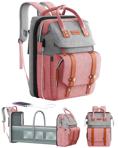 ISMGN Diaper Bag Backpack with Changing Station, Large Diaper Bag, Baby Bag with Changing Station, Pink Diaper Bag, Pinkgray - color: Upgrade Pink Grey