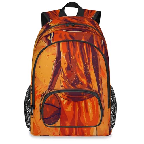 Basketball Player Large Capacity Backpack, 18 Inch Multi Pocket Laptop Tablet Backpacks Business Travel Hiking Daypack Casual Rucksack for Women Men Gifts