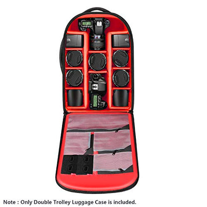 Neewer 2-in-1 Rolling Camera Bag Backpack Suitcase Style Convertible with Double Handle, Shockproof Trolley Case with Removable Padded for SLR/DSLR Cameras Tripod Lenses (Black/Red) - style: Nw3300-r