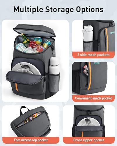 TOURIT Backpack Cooler Insulated 30 Cans, Lightweight Leak Proof Travel Cooler Bag, Soft Waterproof Cooler Backpack for Men Women, Camping Hiking Beach Travel Picnic - color: 01-Dyed Black