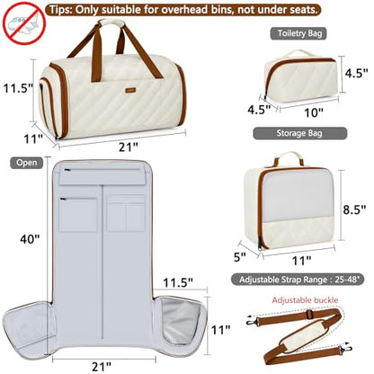 Convertible Garment Bags for Travel - Carry on Garment Duffle Bag with Backpack Straps for Men Women, 4 in 1 Large Travel Duffel Bags with Shoes Compartment Hanging Suit Dress Weekender Bag 3pcs Set - color: D3-Beige