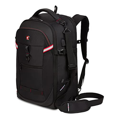 SwissGear 3766 Extra Large 48L Travel Backpack with USB Charging Port, Built-in RFID, Fits 16 Inch Laptop - color: Black, size: 48L
