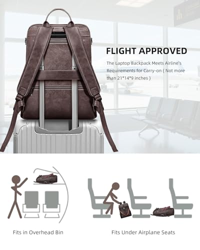 SYTRAH Leather Laptop Backpack for Women Designer Laptop Bag, 16.5 inch Travel Computer Backpacks Purse with Tassel for Work Business with Satchel Purse Dark Coffee - color: Dark Coffee