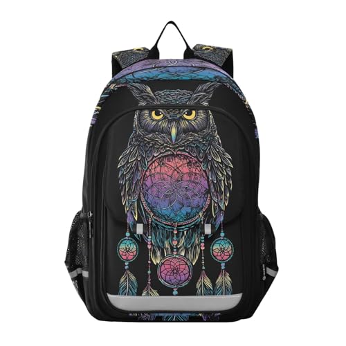 ALAZA Owl Rainbow Dream Catcher Laptop Backpack Purse for Women Men Travel Bag Casual Daypack with Compartment & Multiple Pockets - color: Owl