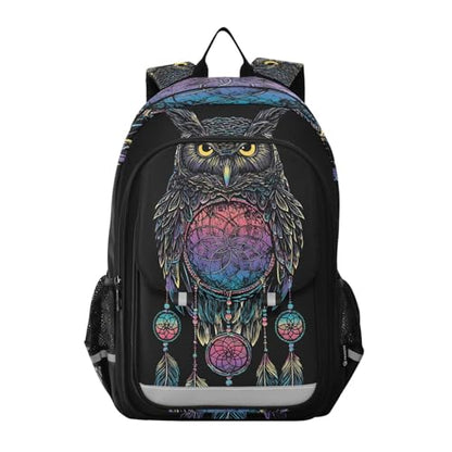 ALAZA Owl Rainbow Dream Catcher Laptop Backpack Purse for Women Men Travel Bag Casual Daypack with Compartment & Multiple Pockets - color: Owl