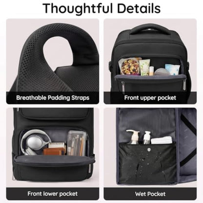 Taygeer Mochila De Viaje Para Hombre, TSA Travel Laptop Backpack for Men | Carry on Bag, Fits 15.6 Inch Laptop, Shoe Pouch, Water Bottle Pocket, Travel Gift for Men Business Work Black - color: Black