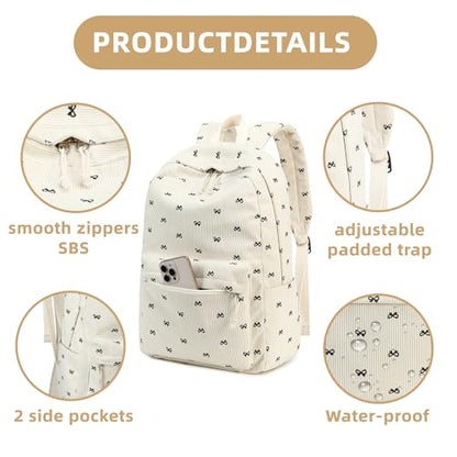 LEDAOU Backpack for Girls School Bag Kids Bookbag Teen Backpack Set Daypack with Lunch Bag and Pencil Case | Kids - color: Black Bowtie -2